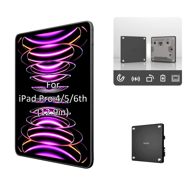 Alt view image 6 of 7 - Zilvex iPad Pro 4/5/6th 12.9 Inch Smart Home PoE Wall Mount, Magnetic Charging Dock with Ethernet Power Supply