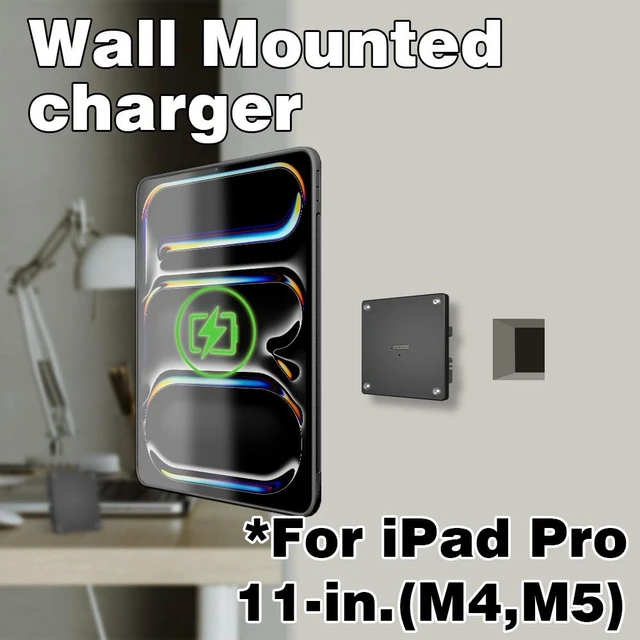 Main image of Zilvex iPad Pro 11Inch M4,M5 PoE Magnetic Wall Mount Charger, Hidden Wire Tablet Dock for In-Wall Installation