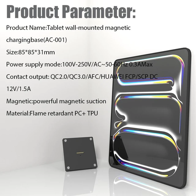 Alt view image 4 of 7 - Zilvex iPad Pro 11Inch M4,M5 PoE Magnetic Wall Mount Charger, Hidden Wire Tablet Dock for In-Wall Installation