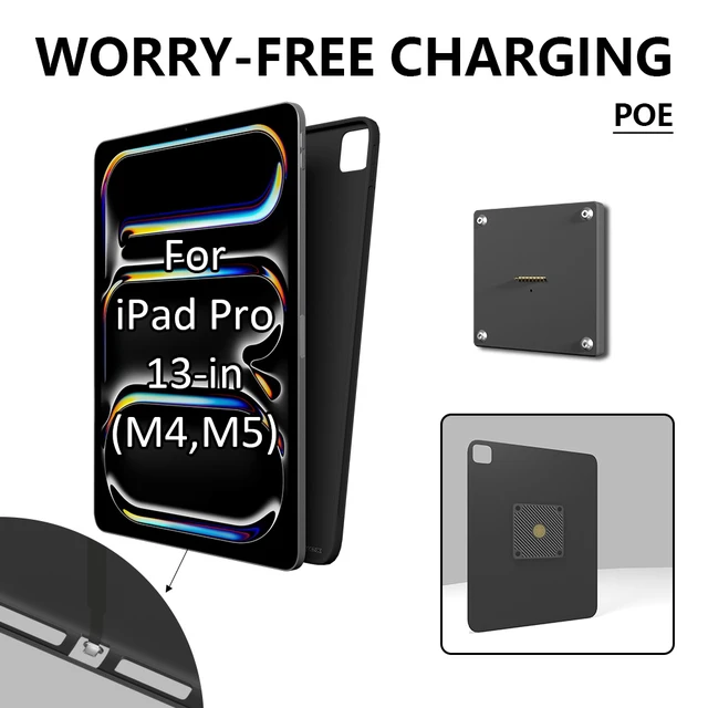 Alt view image 5 of 7 - Zilvex iPad Pro 13Inch M4,M5 86x86 PoE Wall Charging Dock, Magnetic Tablet Holder with Integrated Ethernet Power