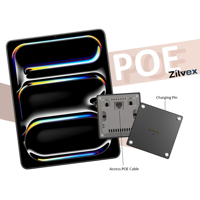 Alt view image 4 of 7 - Zilvex iPad Pro 13Inch M4,M5 86x86 PoE Wall Charging Dock, Magnetic Tablet Holder with Integrated Ethernet Power