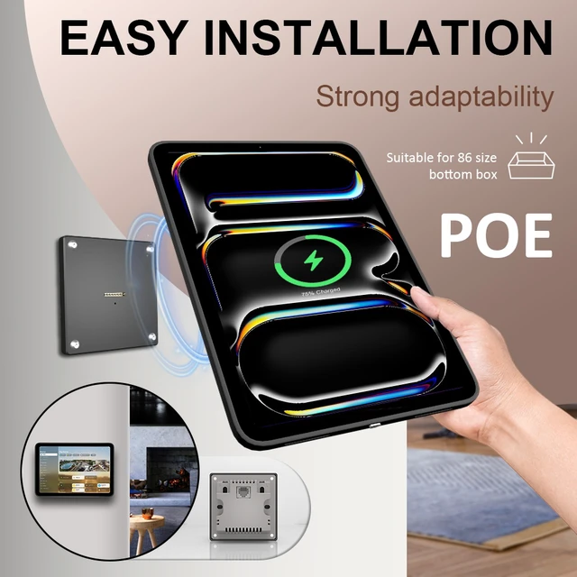 Alt view image 3 of 7 - Zilvex iPad Pro 13Inch M4,M5 86x86 PoE Wall Charging Dock, Magnetic Tablet Holder with Integrated Ethernet Power