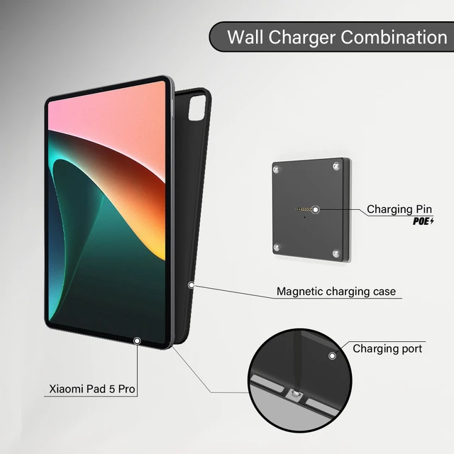 Alt view image 5 of 7 - Zilvex Xiaomi pad 5/5Pro 11 Inch Commercial Wall Charging Dock, AC Magnetic Mount for Restaurant Ordering, POS and Smart Home
