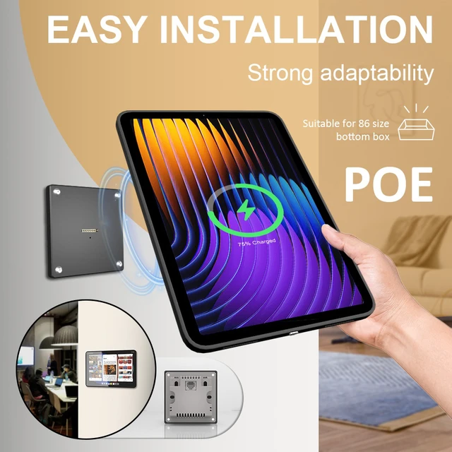 Alt view image 4 of 7 - Zilvex Magnetic Xiaomi Pad 7/7Pro 11.2 Inch PoE Wall Charging Station, Tablet Mount with Power over Ethernet for Restaurant POS