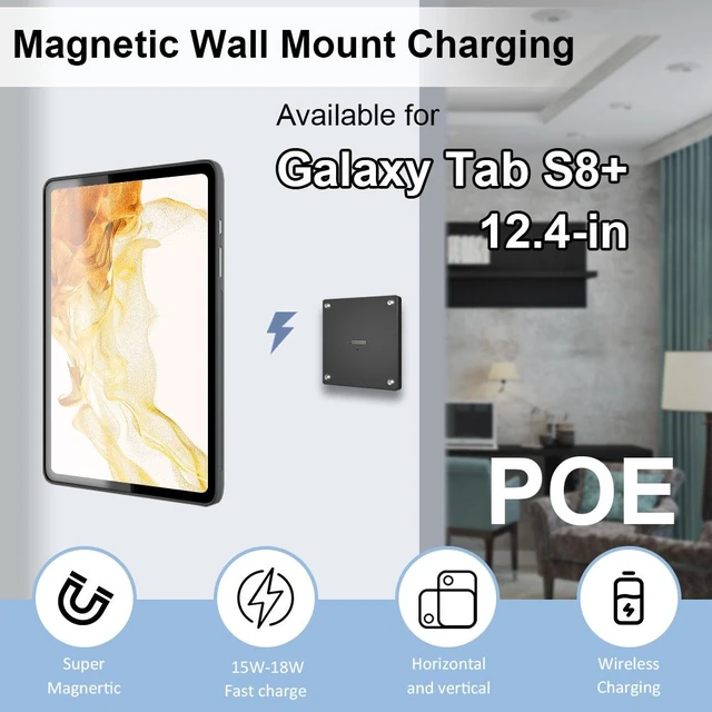 Main image of Zilvex Samsung Galaxy Tab S8 Plus 12.4 Inch Magnetic Wall Charging Station, Hardwired AC Tablet Dock