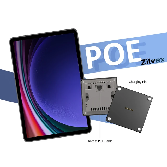Alt view image 4 of 7 - Zilvex Samsung Galaxy Tab S9 Plus 12.4 Inch PoE Wall Mount Charger, Magnetic Tablet Dock with Ethernet Power