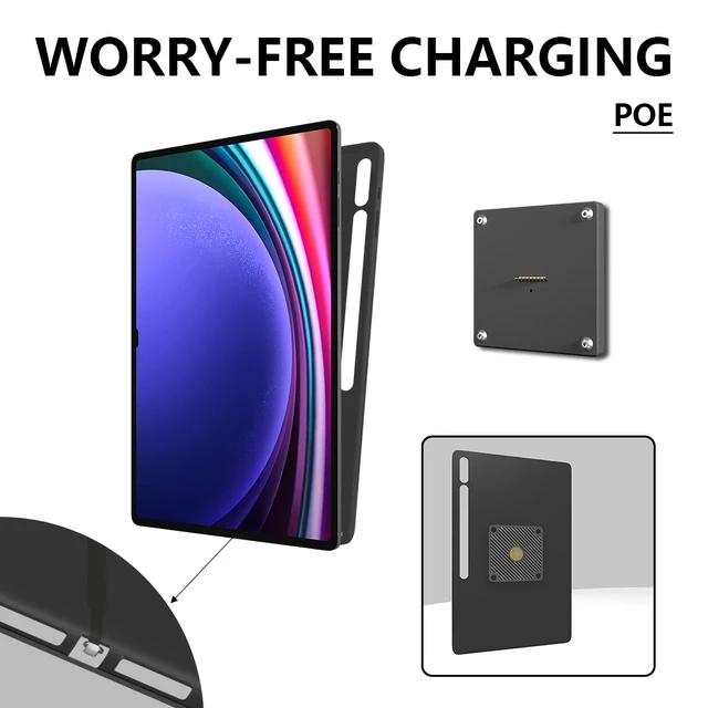 Alt view image 6 of 7 - Zilvex Samsung Galaxy Tab S9 Plus 12.4 Inch PoE Wall Mount Charger, Magnetic Tablet Dock with Ethernet Power
