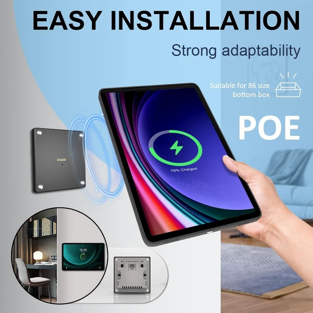 Main image of Zilvex Samsung Galaxy Tab S9 Plus 12.4 Inch PoE Wall Mount Charger, Magnetic Tablet Dock with Ethernet Power