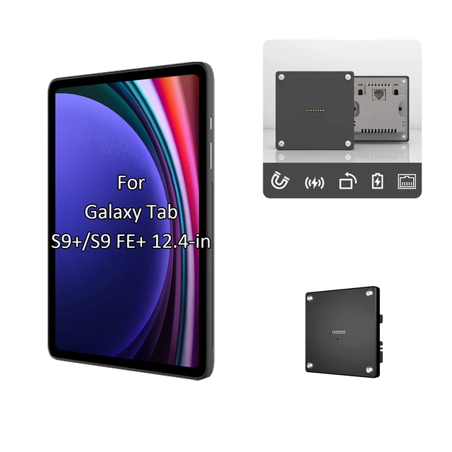 Alt view image 2 of 7 - Zilvex Samsung Galaxy Tab S9 Plus 12.4 Inch PoE Wall Mount Charger, Magnetic Tablet Dock with Ethernet Power
