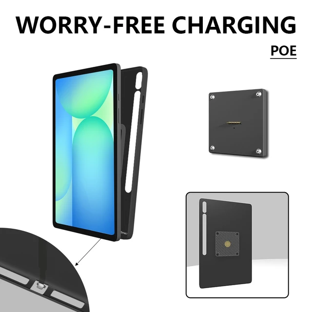 Alt view image 5 of 7 - Zilvex Samsung Galaxy Tab S10 FE Plus 13.1 Inch PoE Wall Mount Charger, Magnetic Tablet Dock with Ethernet Power