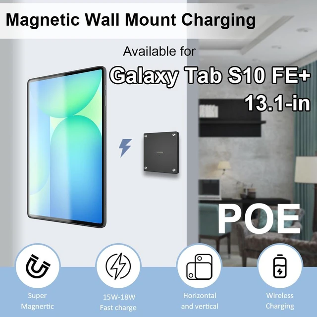 Main image of Zilvex Samsung Galaxy Tab S10 FE Plus 13.1 Inch PoE Wall Mount Charger, Magnetic Tablet Dock with Ethernet Power