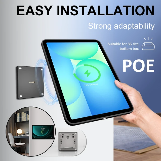 Alt view image 3 of 7 - Zilvex Samsung Galaxy Tab S10 FE Plus 13.1 Inch PoE Wall Mount Charger, Magnetic Tablet Dock with Ethernet Power