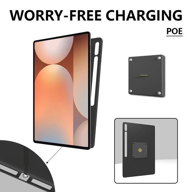 Alt view image 5 of 7 - Zilvex Samsung Galaxy Tab S10 Plus 12.4 Inch Smart Home PoE Wall Mount, Magnetic Charging Dock with Ethernet Power