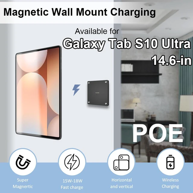 Main image of Zilvex Samsung Galaxy Tab S10 Ultra 14.6 Inch PoE Wall Mount Charger, Magnetic Tablet Dock with Ethernet Power
