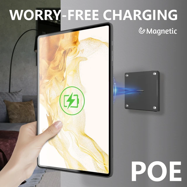 Alt view image 4 of 7 - Zilvex Samsung Galaxy Tab S8 Ultra 14.6 Inch Smart Home PoE Wall Mount, Magnetic Charging Dock with Ethernet Power