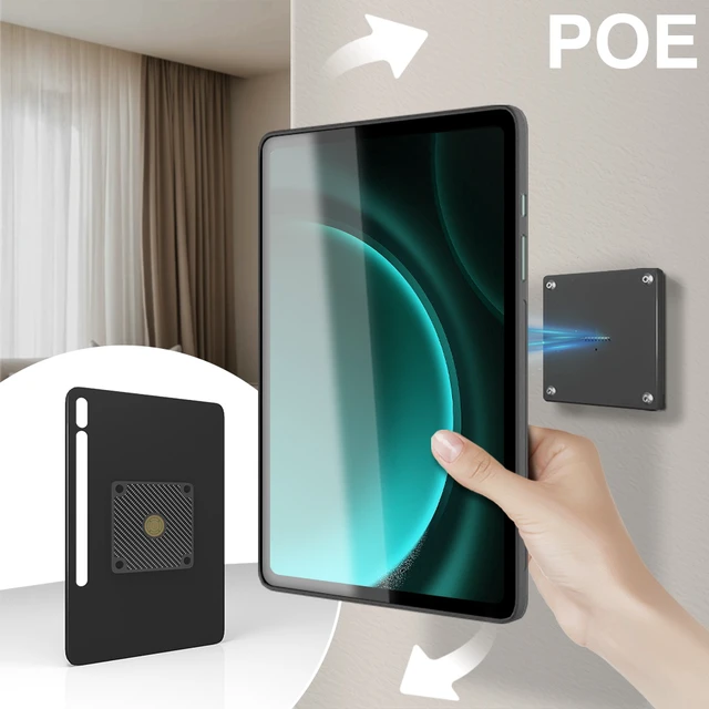 Alt view image 4 of 7 - Zilvex Samsung Galaxy Tab S9 FE Plus 12.4 Inch PoE Magnetic Wall Charging Dock, In-Wall Tablet Mount with Hidden Wiring