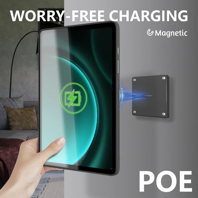 Alt view image 2 of 7 - Zilvex Samsung Galaxy Tab S9 FE Plus 12.4 Inch PoE Magnetic Wall Charging Dock, In-Wall Tablet Mount with Hidden Wiring