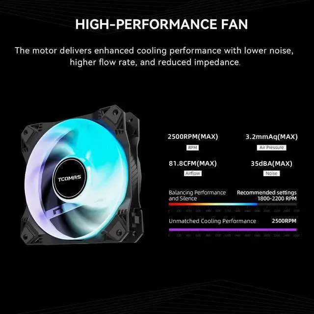 Alt view image 6 of 7 - TCOMAS LE200 Black 360 ARGB Liquid CPU Cooler  Signature Square ARGB Pump Design, Vibrant Lighting Effects, Supports Intel LGA 1851/1700 & AMD AM5/AM4