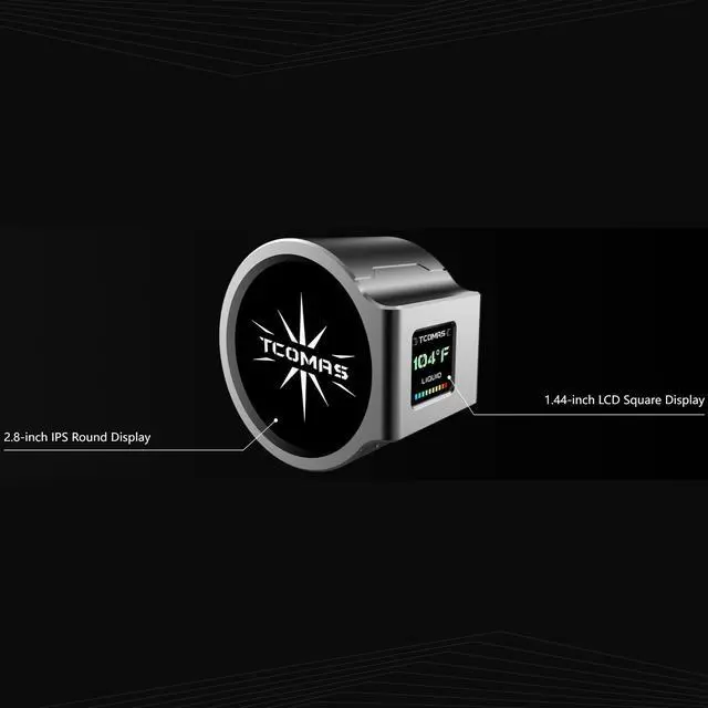 Alt view image 4 of 7 - TCOMAS LX800 Black 360 AIO Liquid CPU Cooler  Dual-Screen Pump Design (Round Main + Square Sub Display), ARGB Fans, Supports Intel LGA 1851/1700 & AMD AM5/AM4