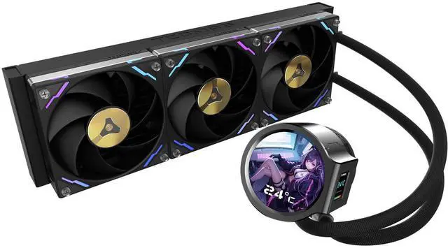 Main image of TCOMAS LX800 Black 360 AIO Liquid CPU Cooler  Dual-Screen Pump Design (Round Main + Square Sub Display), ARGB Fans, Supports Intel LGA 1851/1700 & AMD AM5/AM4