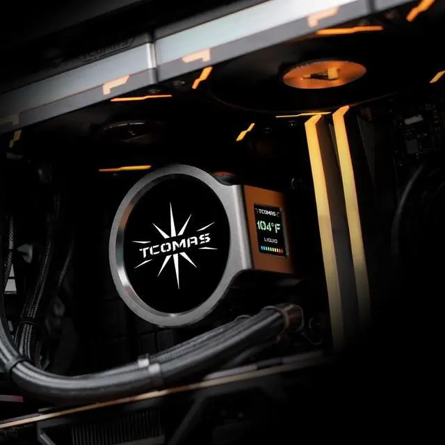 Alt view image 2 of 7 - TCOMAS LX800 Black 360 AIO Liquid CPU Cooler  Dual-Screen Pump Design (Round Main + Square Sub Display), ARGB Fans, Supports Intel LGA 1851/1700 & AMD AM5/AM4