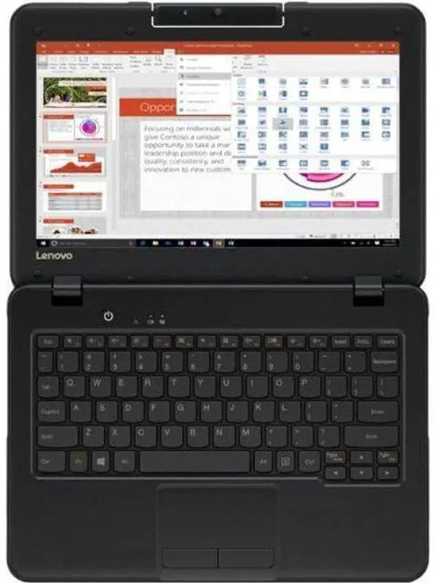 Alt view image 2 of 7 - Lenovo 100e Winbook Laptop 11.6" - Intel Celeron N3350 1.1GHz - 32GB - Black - 4GB RAM - 11.6 Inch - Excellent (Grade A)