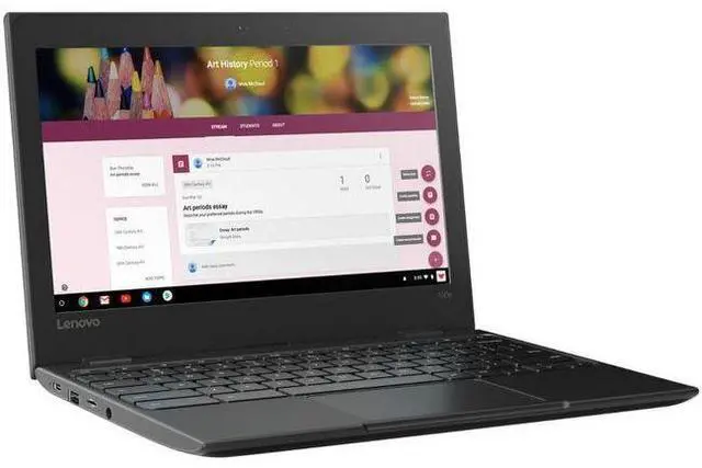 Alt view image 2 of 4 - Lenovo 100e Chromebook (1st Gen) Laptop 11.6" - Intel Celeron N3350 1.10GHz - 64GB - Black - 4GB RAM - 11.6 Inch - Good (Grade B)