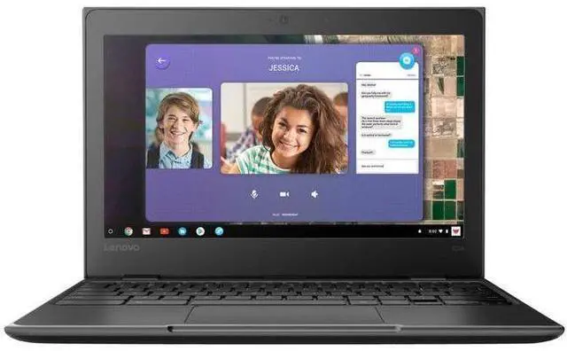 Main image of Lenovo 100e Chromebook (1st Gen) Laptop 11.6" - Intel Celeron N3350 1.10GHz - 64GB - Black - 4GB RAM - 11.6 Inch - Good (Grade B)