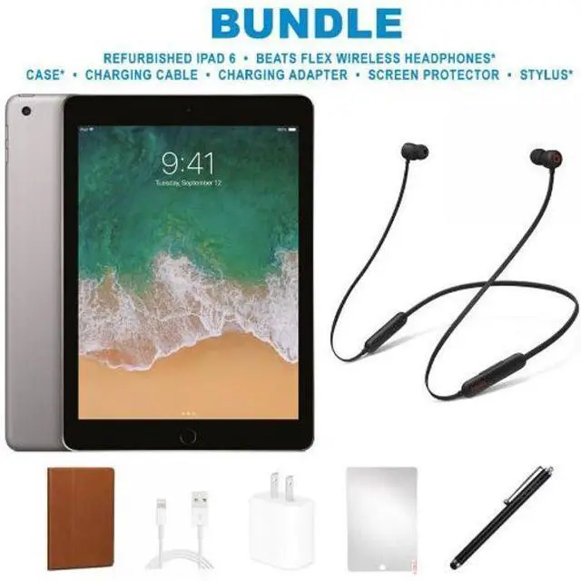 Main image of Apple  iPad 6 (2018) Beats Flex BUNDLE SET - 128GB - Space Grey - WiFi - 9.7 Inch - Excellent (Grade A)