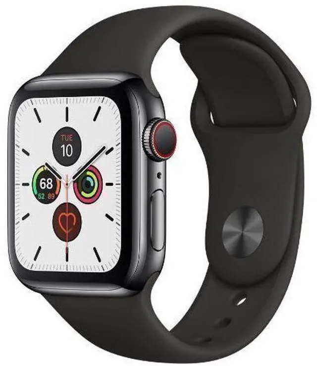 Alt view image 2 of 2 - Apple  Watch Series 5 - 32GB - Space Grey-Aluminum-Sport Band-Black - Cellular + GPS - 40mm - Space Grey - Aluminum - Black - Sport Band - Rubber - Acceptable (Grade C)