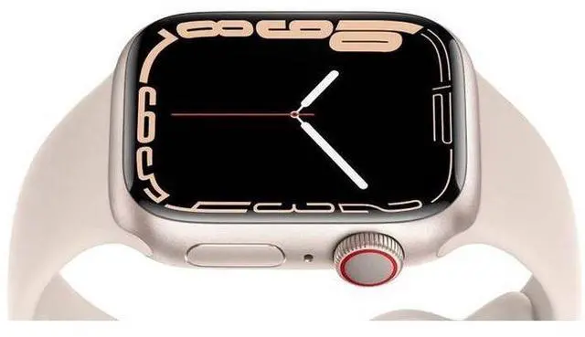 Alt view image 5 of 5 - Apple  Watch Series 7 - 32GB - Starlight-Aluminum-Sport Band-Starlight - Cellular + GPS - 45mm - Starlight - Aluminum - Starlight - Sport Band - Rubber - Premium