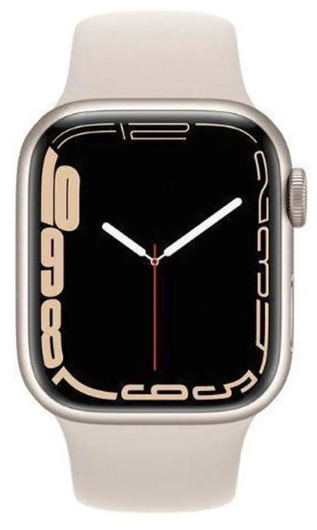 Main image of Apple  Watch Series 7 - 32GB - Starlight-Aluminum-Sport Band-Starlight - Cellular + GPS - 45mm - Starlight - Aluminum - Starlight - Sport Band - Rubber - Premium