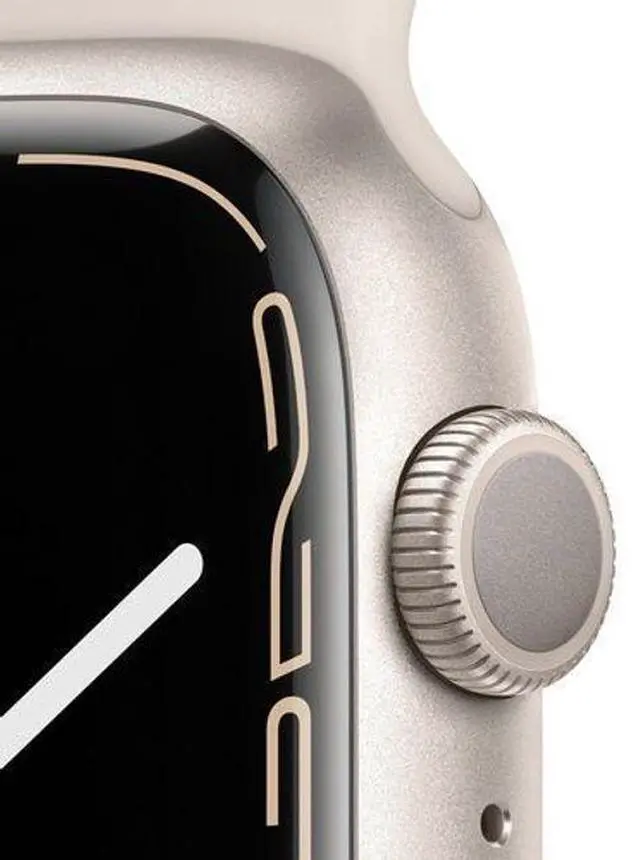 Alt view image 3 of 5 - Apple  Watch Series 7 - 32GB - Starlight-Aluminum-Sport Band-Starlight - Cellular + GPS - 45mm - Starlight - Aluminum - Starlight - Sport Band - Rubber - Premium