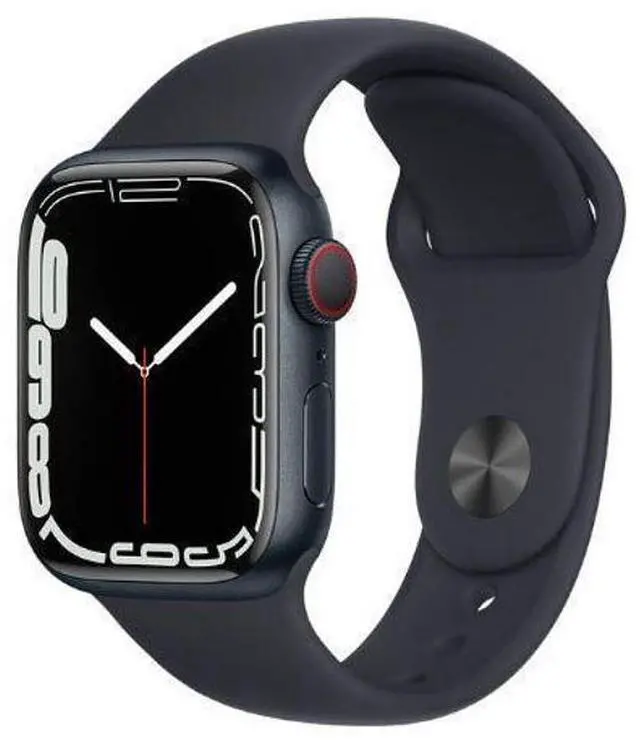 Alt view image 2 of 5 - Apple  Watch Series 7 - 32GB - Midnight-Aluminum-Sport Band-Midnight - Cellular + GPS - 45mm - Midnight - Aluminum - Midnight - Sport Band - Rubber - Acceptable (Grade C)