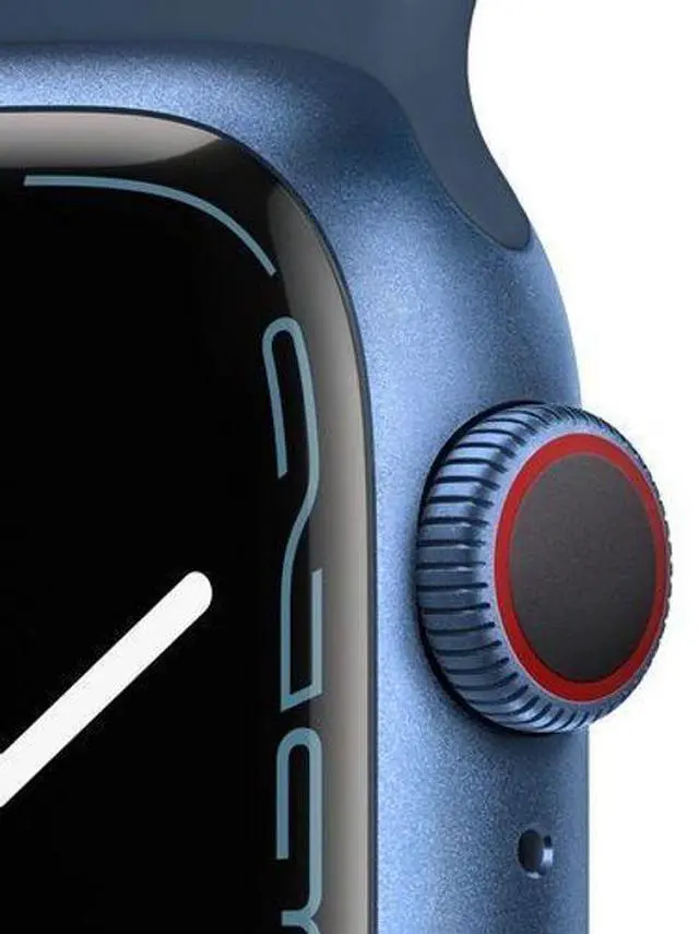 Alt view image 3 of 5 - Apple  Watch Series 7 - 32GB - Blue-Aluminum-Sport Band-Abyss Blue - Cellular + GPS - 41mm - Blue - Aluminum - Abyss Blue - Sport Band - Rubber - Good (Grade B)