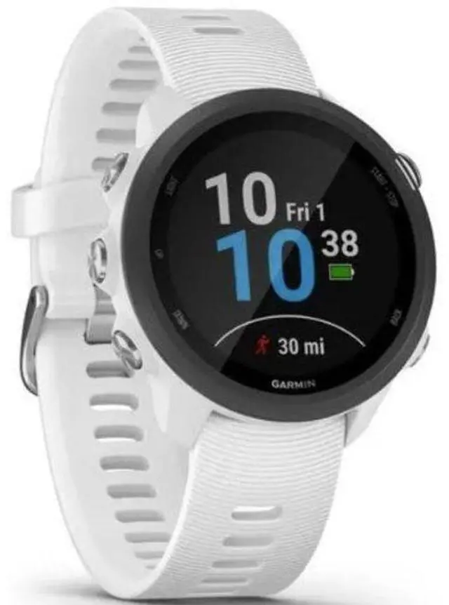 Alt view image 3 of 5 - Garmin  Forerunner 245 Smartwatch - 4GB - White-Music Edition (Polymer)-Silicone Band-White - 30mm - White - Music Edition (Polymer) - White - Silicone Band - Silicone - Acceptable (Grade C)