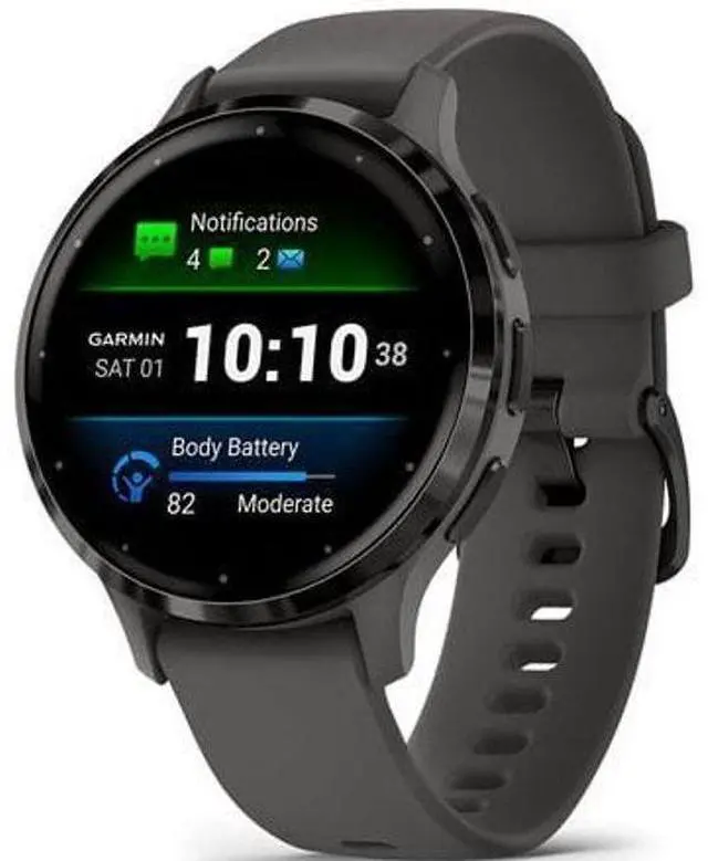 Alt view image 2 of 5 - Garmin  Venu 3S Smartwatch - Pebble Gray-Polymer-Silicone-Slate Gray - 41MM - Pebble Gray - Polymer - Slate Gray - Silicone - Silicone Band - Acceptable (Grade C)