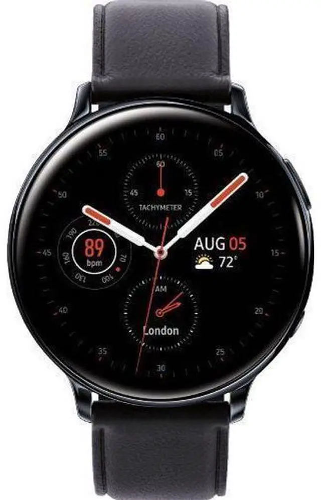 Main image of Samsung  Galaxy Watch Active2 - 4GB - Bluetooth + LTE - 44mm - Black - Stainless Steel - Black - Leather Strap - Leather - Acceptable (Grade C)