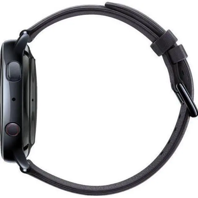 Alt view image 4 of 5 - Samsung  Galaxy Watch Active2 - 4GB - Bluetooth + LTE - 44mm - Black - Stainless Steel - Black - Leather Strap - Leather - Acceptable (Grade C)