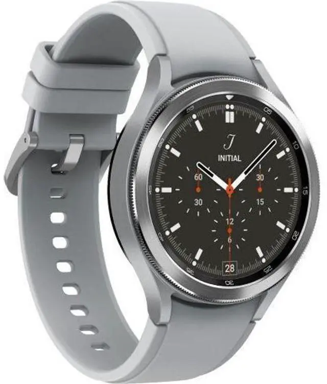 Alt view image 3 of 5 - Samsung  Galaxy Watch4 - 16GB - Bluetooth - 46mm - Silver - Classic (Stainless Steel) - Silver - Ridge Sports Band - Fluoroelastomer - Good (Grade B)