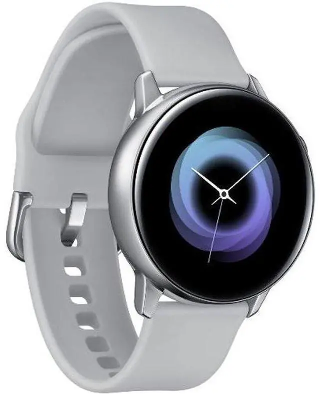 Alt view image 3 of 5 - Samsung  Galaxy Watch Active - 4GB - 40mm - Silver - Aluminum - Silver - Fluoroelastomer Strap - Fluoroelastomer - Premium