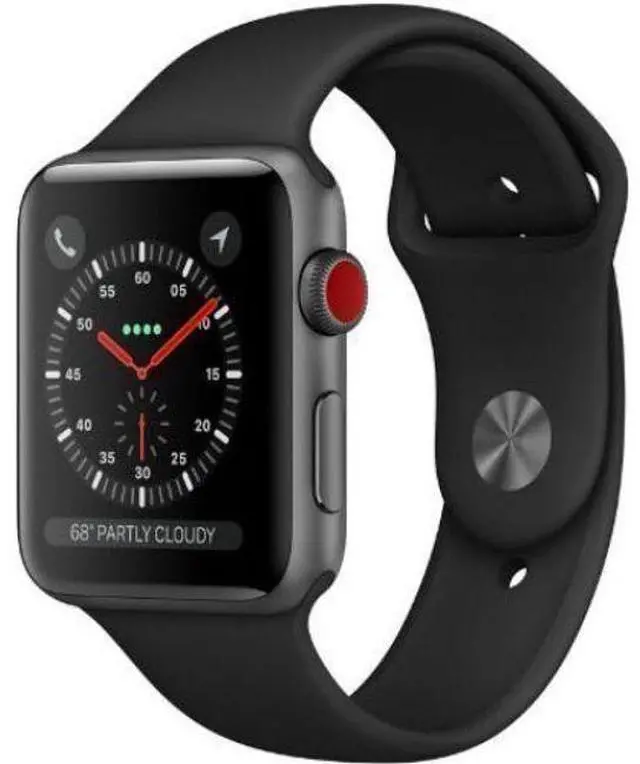 Alt view image 2 of 2 - Apple  Watch Series 3 - 8GB - Space Grey-Aluminum-Sport Band-Black - GPS - 38mm - Space Grey - Aluminum - Black - Sport Band - Rubber - Excellent (Grade A)