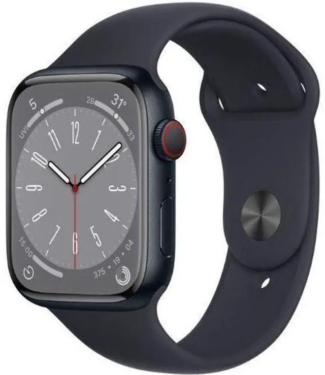 Alt view image 2 of 2 - Apple  Watch Series 8 - 32GB - GPS - 45mm - Midnight - Aluminum - Midnight - Sport Band - Rubber - Acceptable (Grade C)