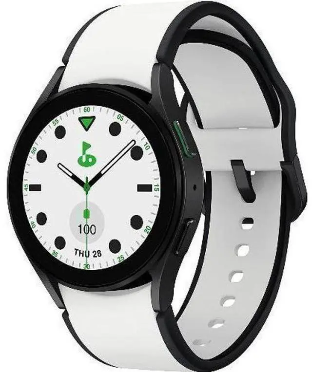Alt view image 2 of 5 - Samsung  Galaxy Watch5 - 16GB - Bluetooth - 40mm - Black Titanium - Golf Edition (Titanium) - Black/White - Sport Band - Fluoroelastomer - Premium