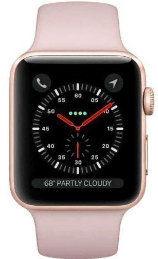 Main image of Apple  Watch Series 3 - 16GB - Gold-Aluminum-Sport Band-Pink Sand - Cellular + GPS - 38mm - Gold - Aluminum - Pink Sand - Sport Band - Rubber - Acceptable (Grade C)