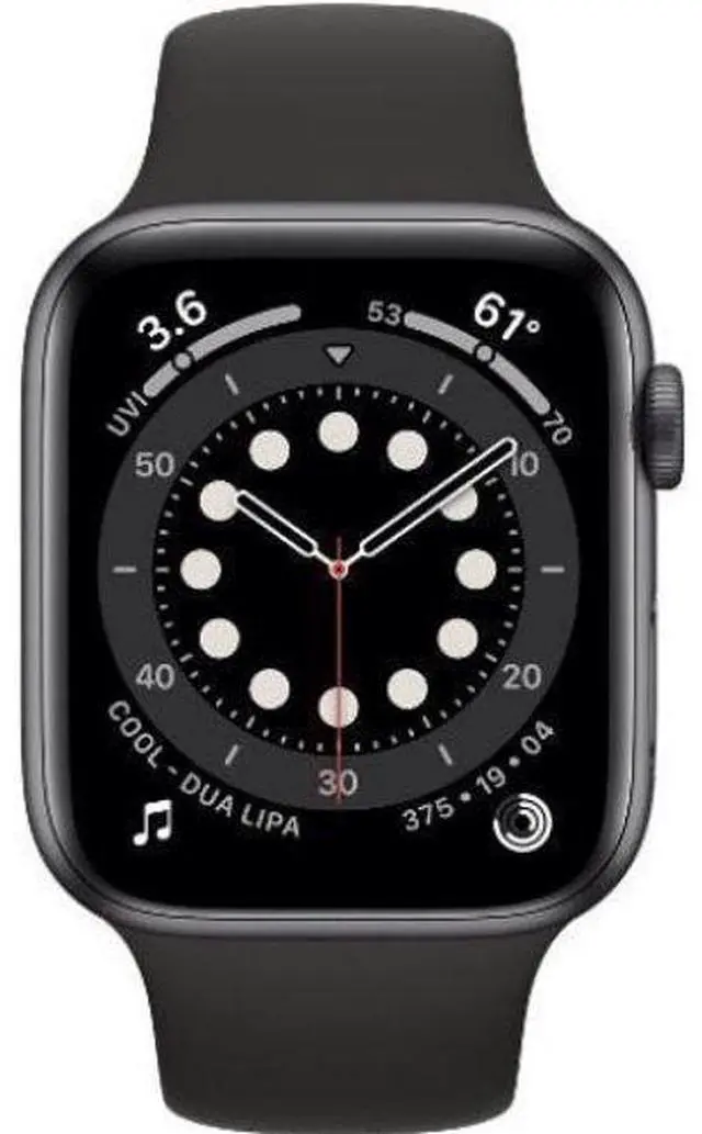 Main image of Apple  Watch Series 6 - 32GB - Space Grey-Aluminum-Sport Band-Black - Cellular + GPS - 40mm - Space Grey - Aluminum - Black - Sport Band - Rubber - Good (Grade B)