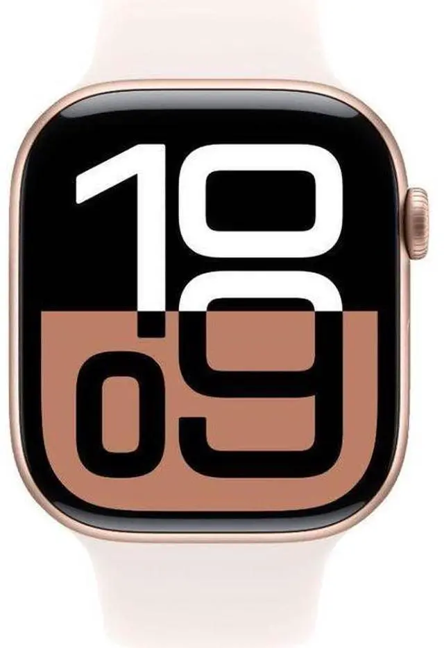 Main image of Apple  Watch Series 10 - 64GB - Cellular + GPS - 46mm - Rose Gold - Aluminum - Light Blush - Sport Band - One Size - Rubber - Acceptable (Grade C)