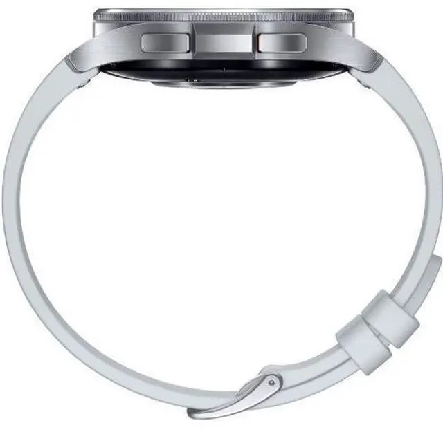Alt view image 4 of 5 - Samsung  Galaxy Watch6 - 16GB - Silver-Classic (Stainless Steel)-Hybrid Eco-Leather Band-Silver - Bluetooth - 43mm - Silver - Classic (Stainless Steel) - Silver - Sports Band - Fluoroelastomer - Premi