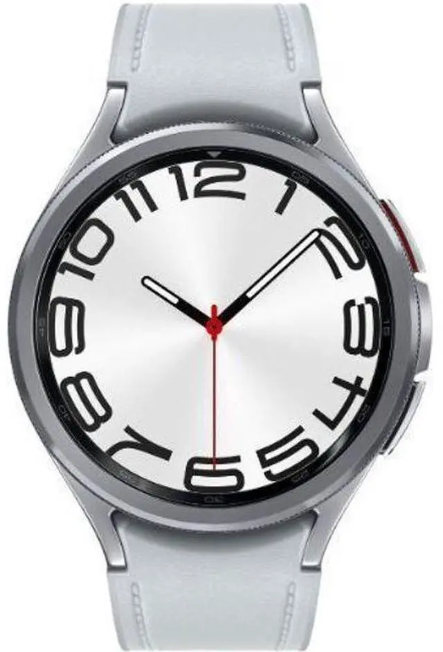 Main image of Samsung  Galaxy Watch6 - 16GB - Silver-Classic (Stainless Steel)-Hybrid Eco-Leather Band-Silver - Bluetooth - 43mm - Silver - Classic (Stainless Steel) - Silver - Sports Band - Fluoroelastomer - Premi