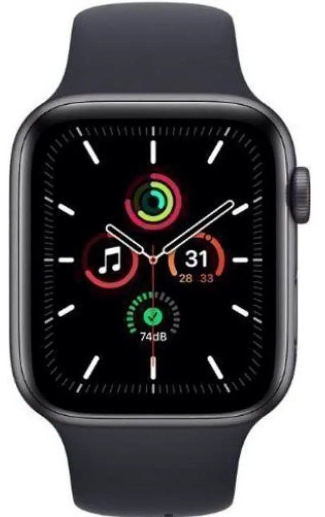 Main image of Apple  Watch SE (2020) - 32GB - Space Grey-Aluminum-Sport Band-Black - Cellular + GPS - 44mm - Space Grey - Aluminum - Black - Sport Band - Rubber - Premium